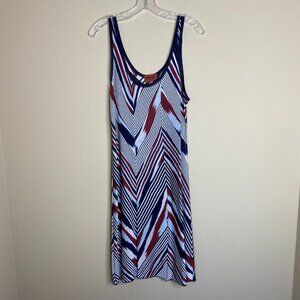missoni navy blue multi color sleeveless sheer striped dress